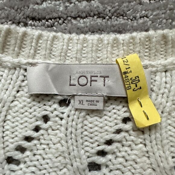 Ann Taylor Loft Sweater Womens XL Beige Crochet Open Knit Soft Cozy Wool Blend - Picture 8 of 10